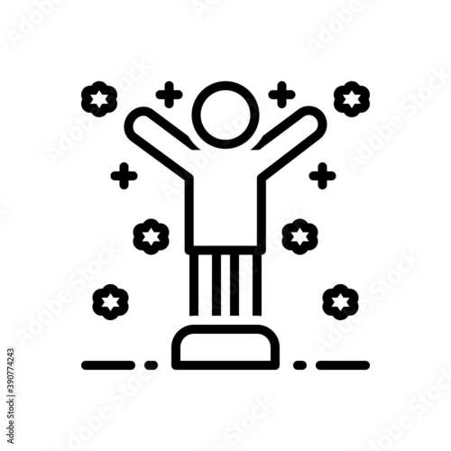 Black line icon for confident