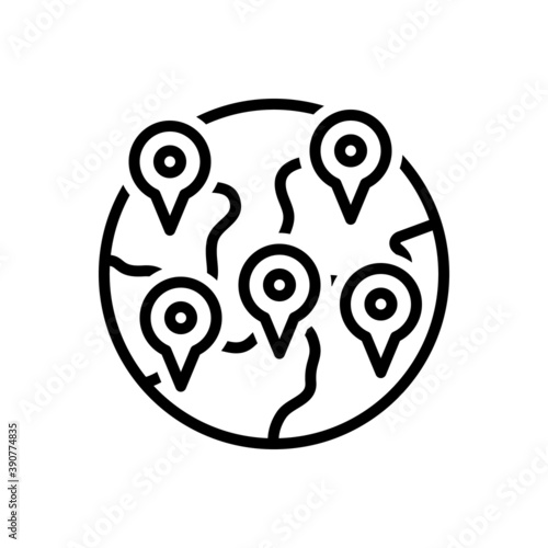 Black line icon for somewhere