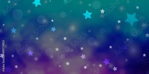 Light Pink, Blue vector backdrop with circles, stars.