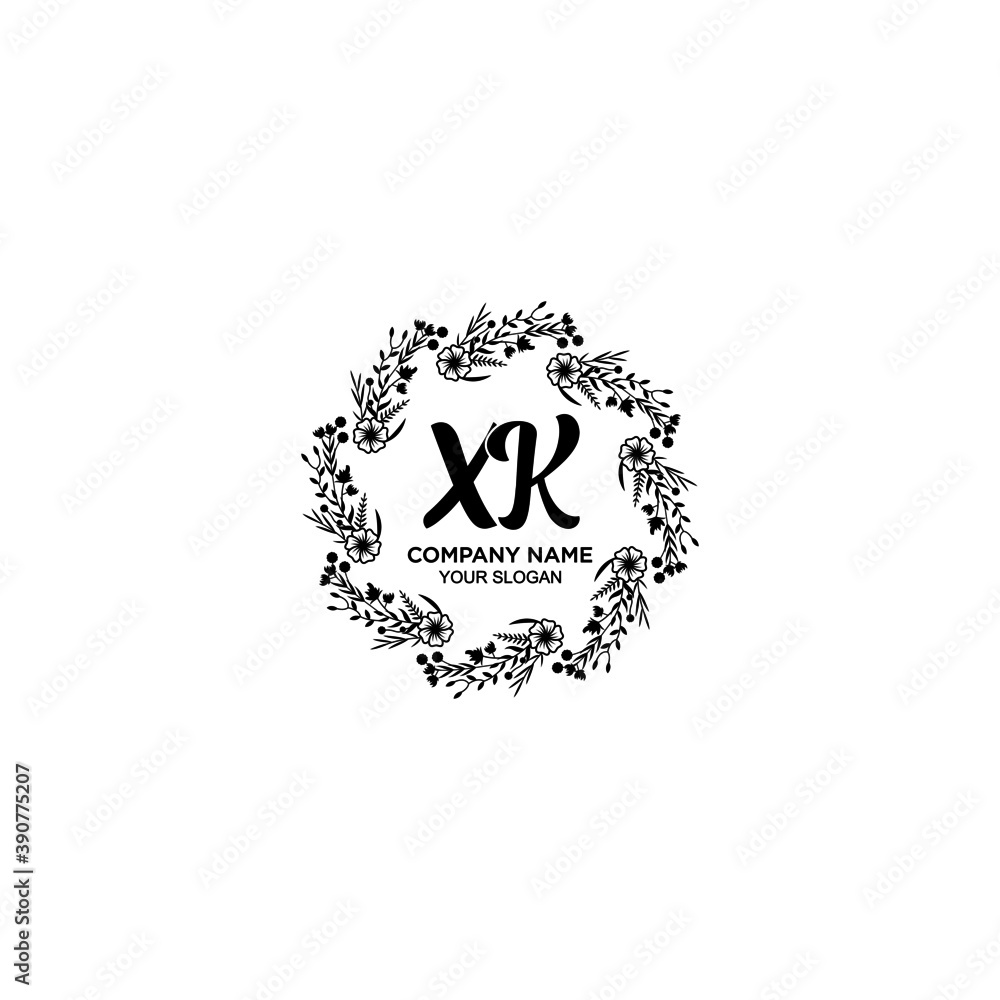 Initial XK Handwriting, Wedding Monogram Logo Design, Modern Minimalistic and Floral templates for Invitation cards	
