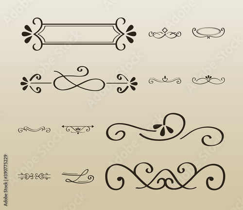 decorative swirls dividers in beige background
