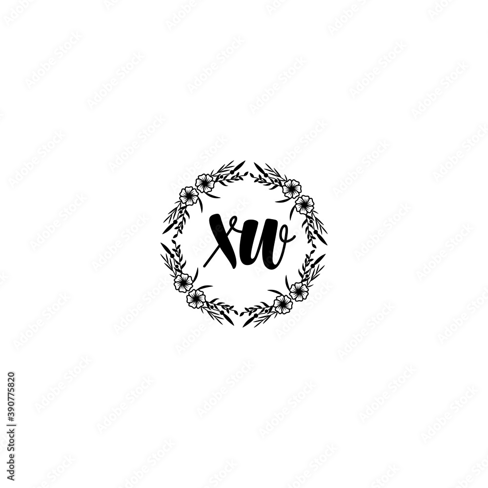 Initial XW Handwriting, Wedding Monogram Logo Design, Modern Minimalistic and Floral templates for Invitation cards	
