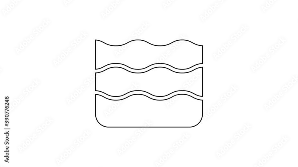 Black line Wave icon isolated on white background. 4K Video motion graphic animation Black line Wave icon isolated on white background. 4K Video motion graphic animation
