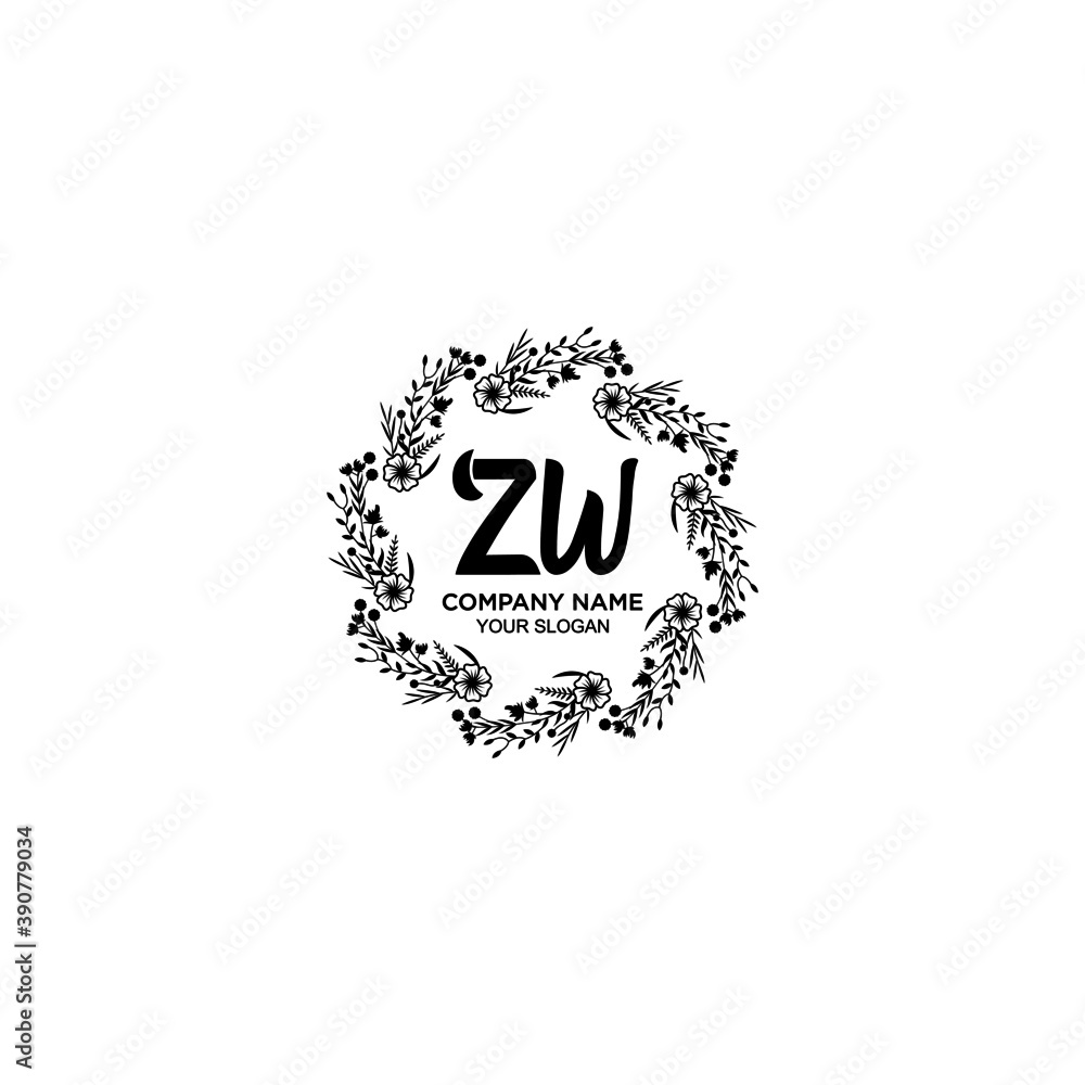 Initial ZW Handwriting, Wedding Monogram Logo Design, Modern Minimalistic and Floral templates for Invitation cards	
 - obrazy, fototapety, plakaty 