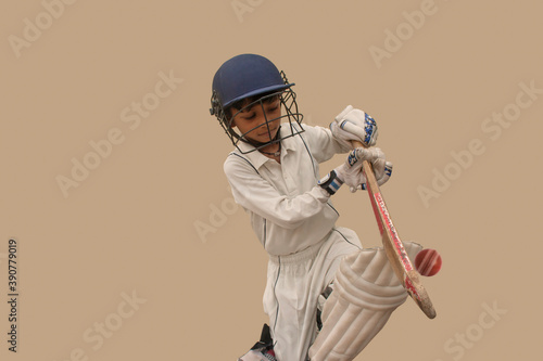 Portrait of boy Playing cricket During a Cricket Game
