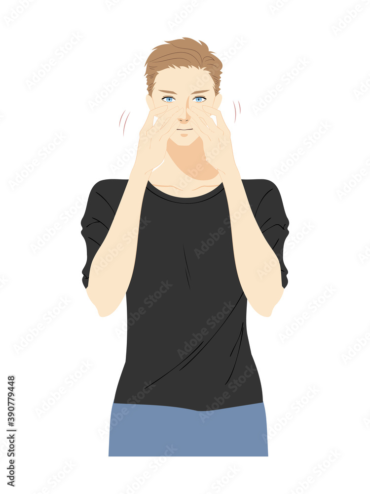 スキンケアする若い男性のイラスト スキンケアする若い男性のイラスト