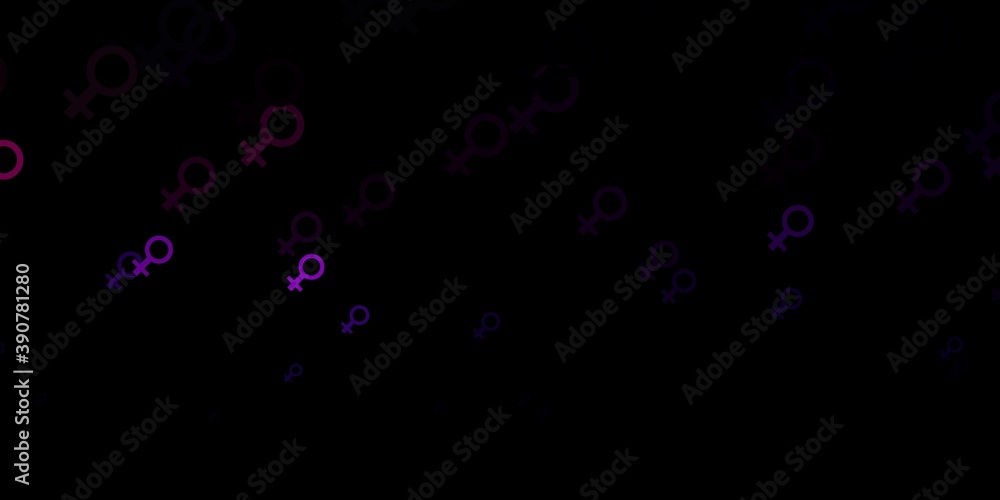 Dark Purple, Pink vector texture with women's rights symbols. Dark Purple, Pink vector texture with women's rights symbols.