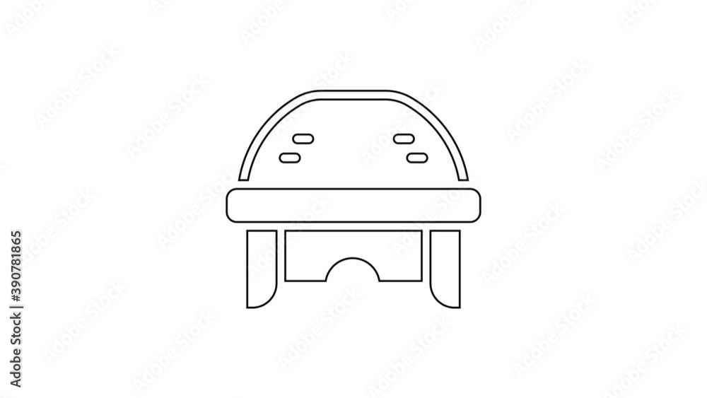Black line Hockey helmet icon isolated on white background. 4K Video motion graphic animation Black line Hockey helmet icon isolated on white background. 4K Video motion graphic animation