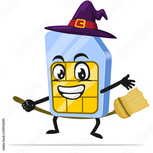vector illustration of sim card mascot or character