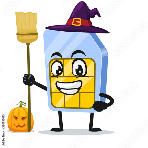 vector illustration of sim card mascot or character