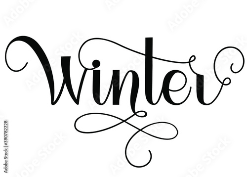 Winter calligraphy lettering for posters, postcards and decoration. Vector illustration