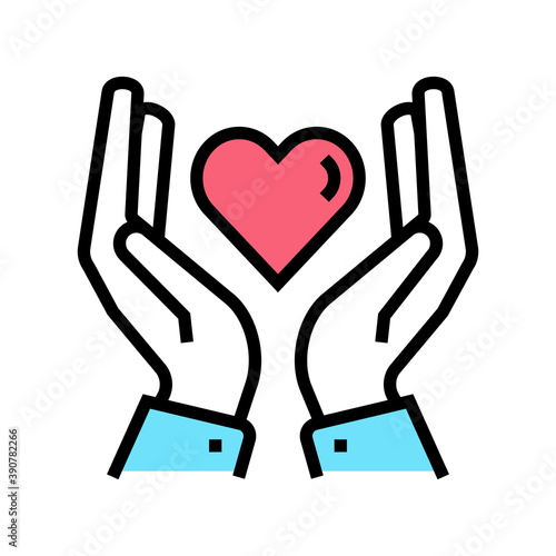 hands holding heart color icon vector. hands holding heart sign. isolated symbol illustration