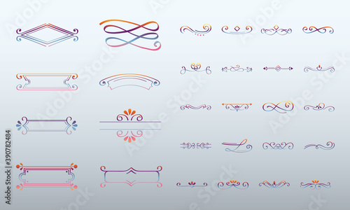 decorative colorful swirls dividers in gray background