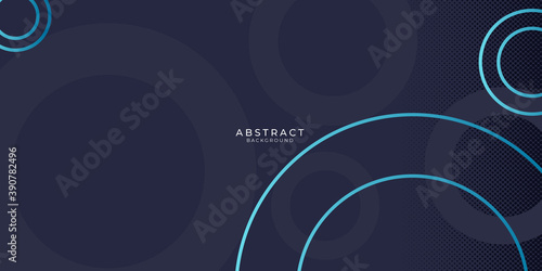 Blue black abstract background with blue circle outlines
