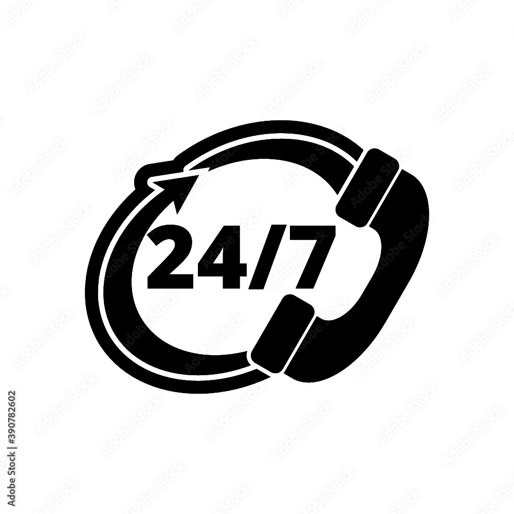 Call 24 icon. 24 hour call service icon isolated on white background Call 24 icon. 24 hour call service icon isolated on white background