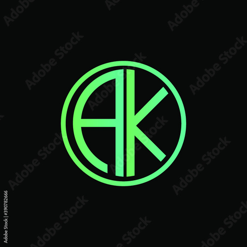 AK MONOGRAM letter icon design on BLACK background.Creative letter AK/A K logo design. AK initials/MONOGRAM Logo design.