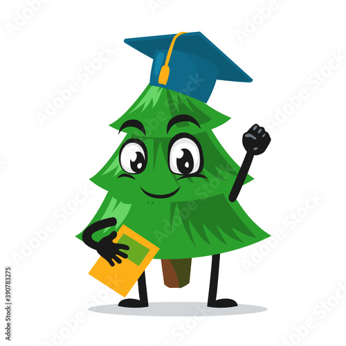 vector illustration of spruce tree mascot or character