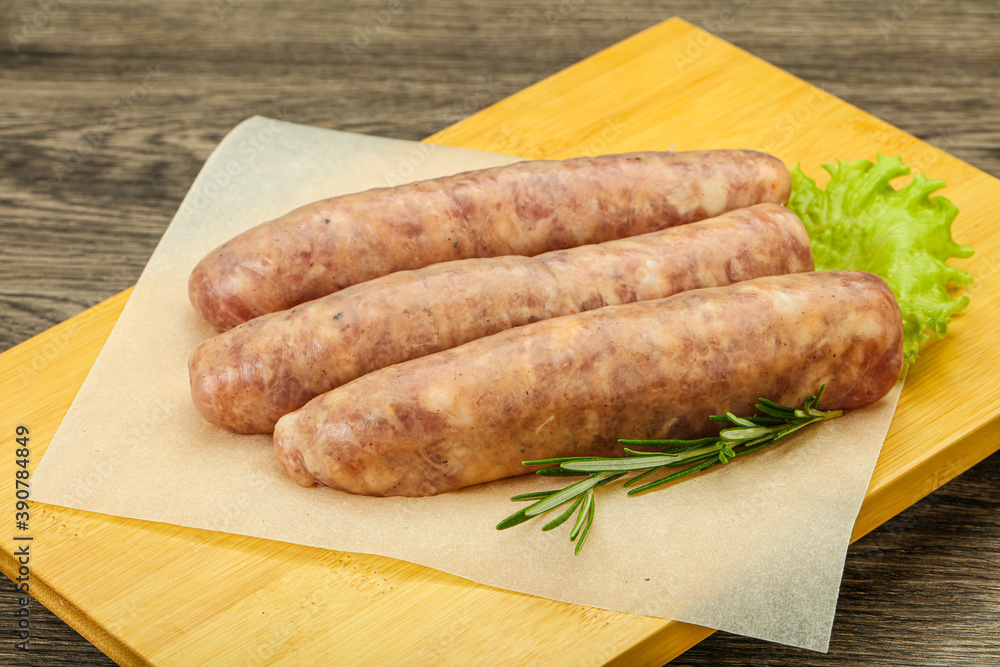 Raw pork meat sausages for grill Raw pork meat sausages for grill
