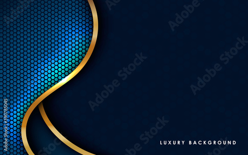 Modern blue abstract background. Realistic texture with gold list.