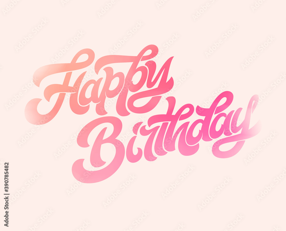 HAPPY BIRTHDAY handwritten brush lettering on isolated background. Vector template with calligraphy. Typographic inscription for birthday celebration, invitation, greeting, congratulation.