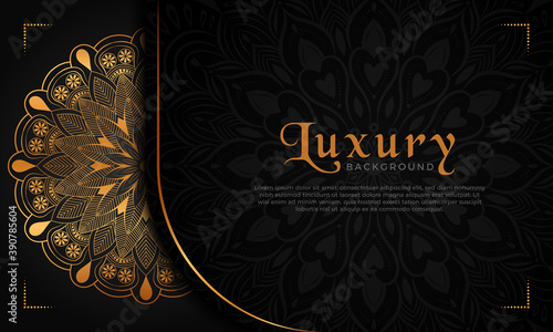 Luxury mandala background with floral ornament pattern. Hand drawn gold mandala design. Vector mandala template for decoration invitation, cards, wedding, logos, cover, brochure, flyer, banner.
