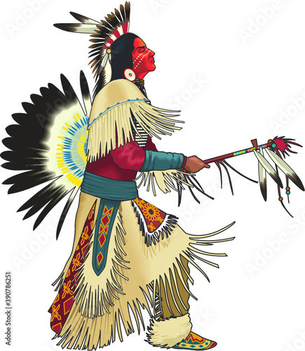 Illustration of native American Indian man