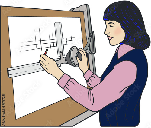 Illustration of architect woman