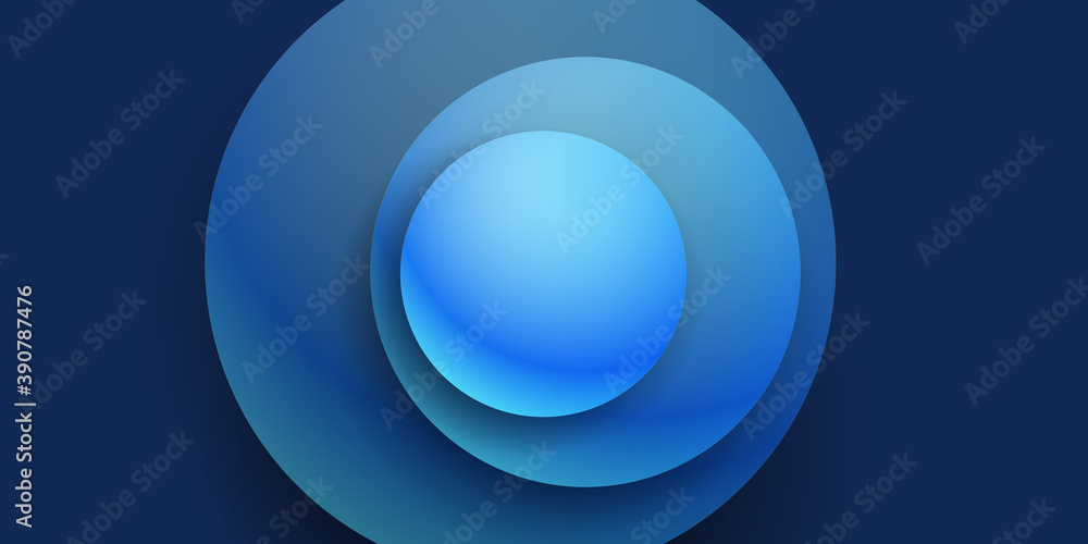 Obraz premium Dark blue abstract presentation background with circles and 3d concept