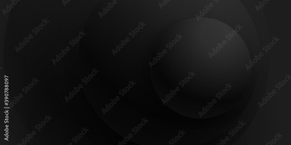 Black abstract background with circle and 3d concept