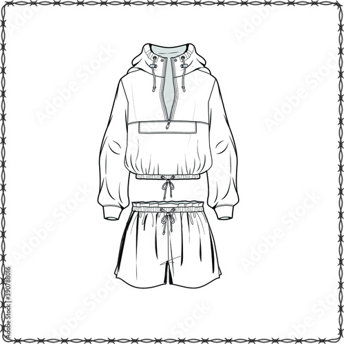editable fashion garment flat sketch mockup
