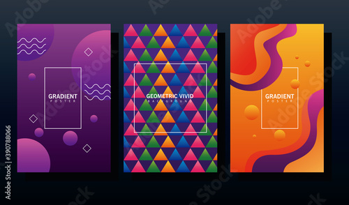 bundle of three geometric vivid backgrounds
