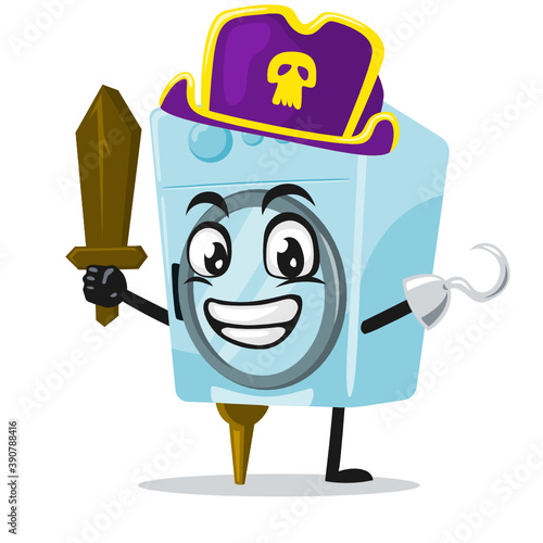 vector illustration of washing machine mascot or character