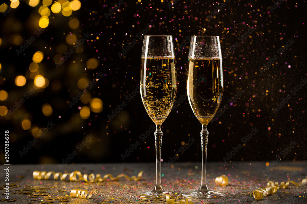 New Year eve, two glass of champagne New Year eve, two glass of champagne