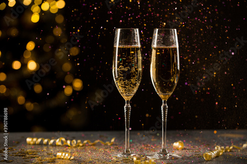New Year eve, two glass of champagne