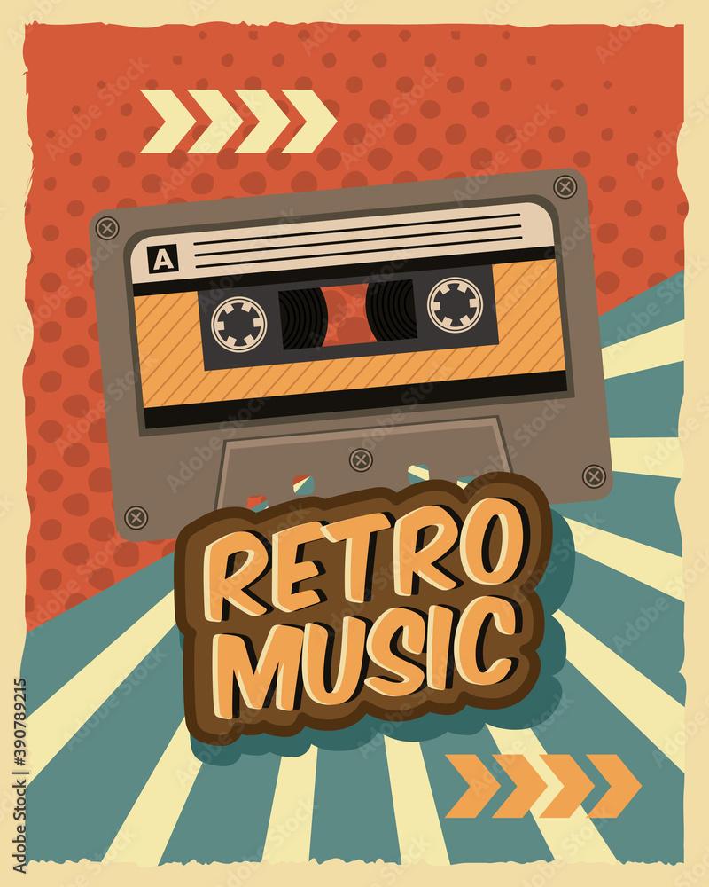 old retro cassette device in poster