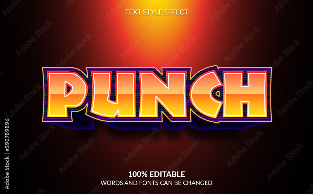 Editable Text Effect, Punch, Strong Bold Modern Text Style