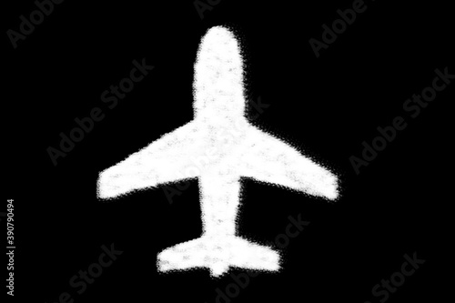 plane shape cloud on black background