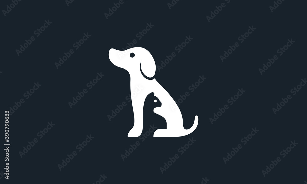 Obraz premium Creative Vector Illustration Logo Design. Silhouette Dog and Cat Logo Concept.