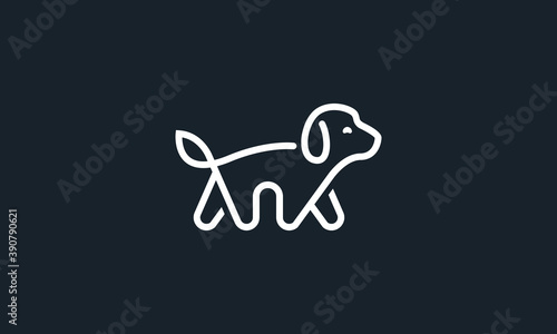 Creative Vector Illustration Logo Design. Dog Head Line Pet Logo Concept.