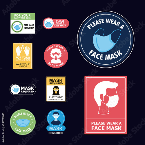 bundle of new normality stickers in black background