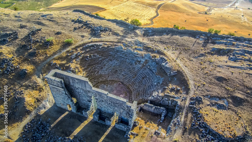 Aerial view of the famous Roman ruins of Acinipo in Ronda, Malaga in Spain photo