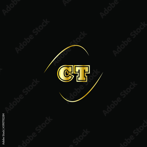 C T letter logo creative design on black color background, ct  monogram