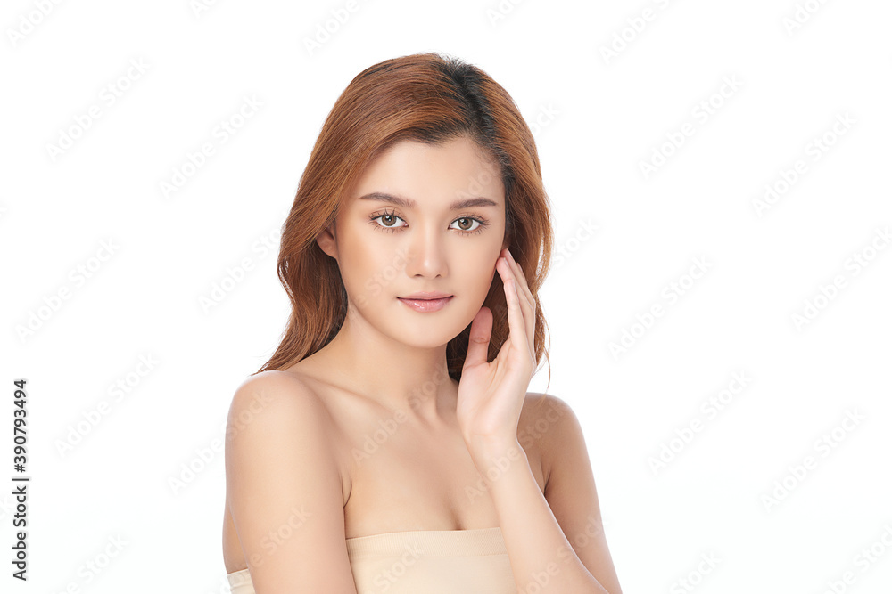 Beautiful young asian woman with clean fresh skin on white background, Face care, Facial treatment, Cosmetology, beauty and spa, Asian women portrait Beautiful young asian woman with clean fresh skin on white background, Face care, Facial treatment, Cosmetology, beauty and spa, Asian women portrait