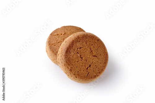 Traditional round gingerbread isolated on white. Closeup 