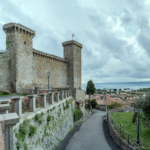 Monaldeschi castle and below lake, Bolsena, Viterbo, Italy