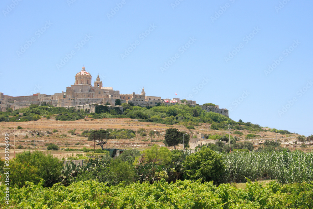historic town of Mdina and landscape in Malta
