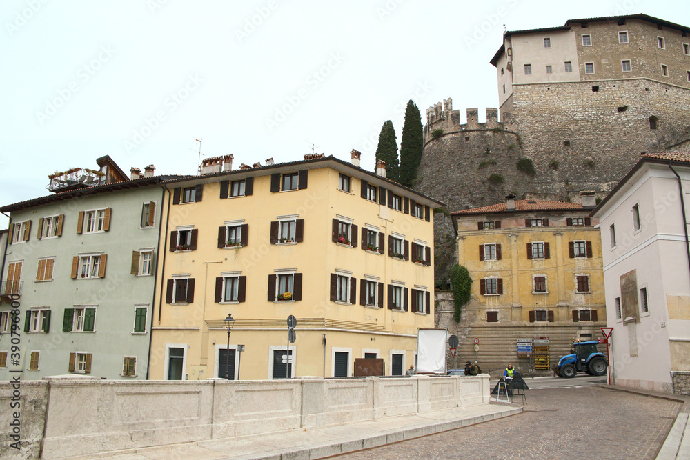 historic old town and castle of Rovereto in Italy 