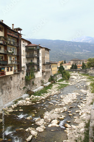 cityscape and river of Rovereto, Italy 