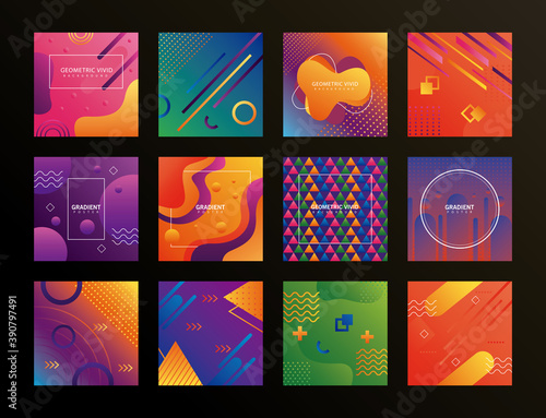 bundle of twelve geometric vivid backgrounds