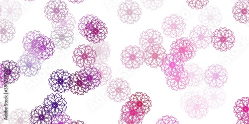 Light purple, pink vector doodle background with flowers.